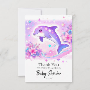 Pastel Whimsical Dolphin Baby Shower Thank You Card