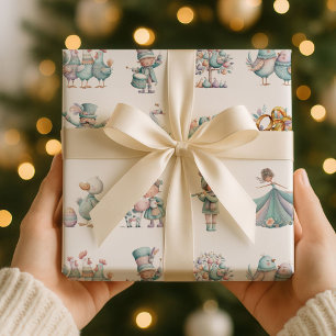 Pastel Whimsical Ilustrations 12 days of Christmas Wrapping Paper