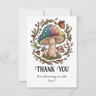 Pastel Whimsical Mushroom Baby Shower Thank You Card