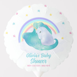 Pastel Whimsical Star Unicorn Rainbow Baby Shower Balloon