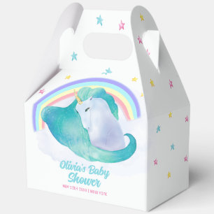 Pastel Whimsical Star Unicorn Rainbow Baby Shower  Favor Boxes