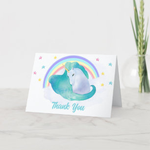 Pastel Whimsical Star Unicorn Rainbow Baby Shower Thank You Card