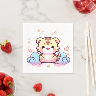 Pastel Whimsical Tiger Baby Shower Napkins