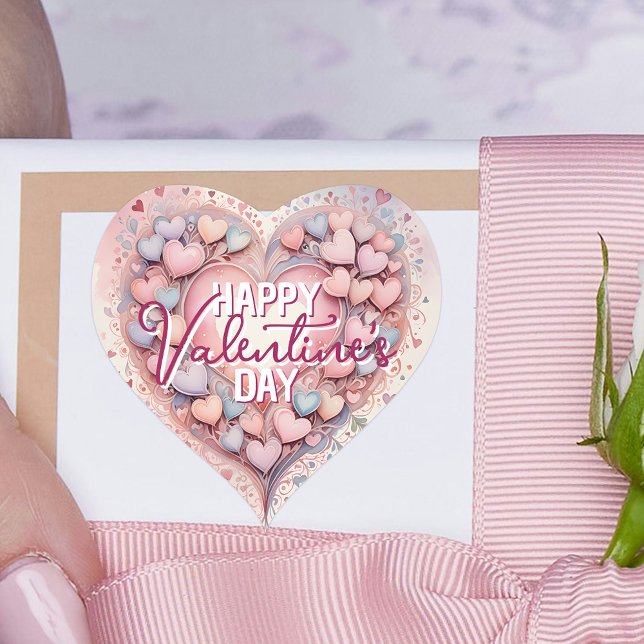 Pastel Whimsical Watercolor Heart Valentine's Day Heart Sticker (Creator Uploaded)