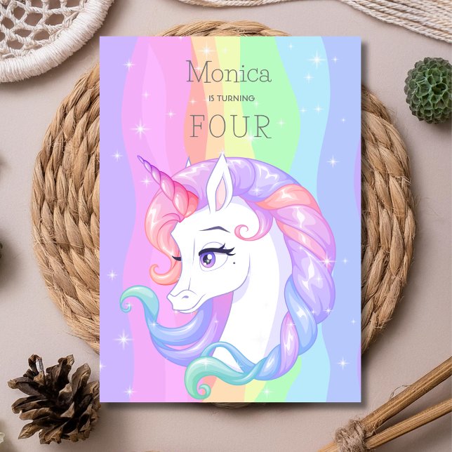 Pastel whimsical watercolor unicorn birthday invitation (Creator Uploaded)