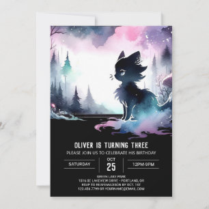 Pastel Whimsy Cat Birthday Invitation