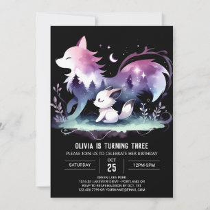 Pastel Whimsy Wolf Birthday Invitation