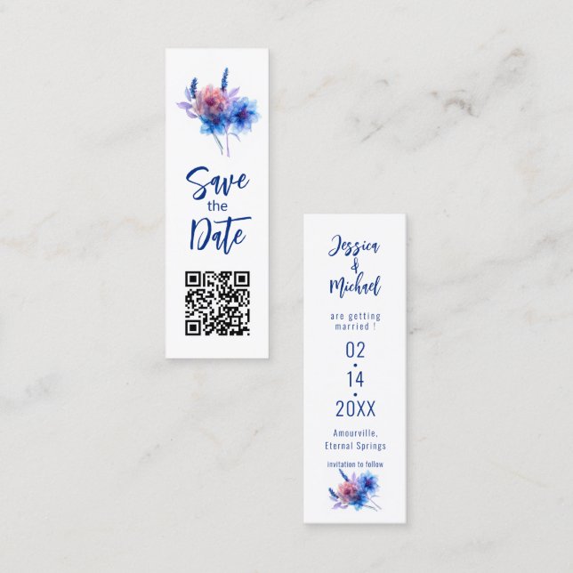 💍Pastel Whispers Meadow Bookmark Save The Date Calling Card (Front/Back)