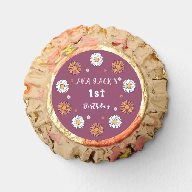 Pastel white and pink orange daisy flowers reese's peanut butter cups (Front)