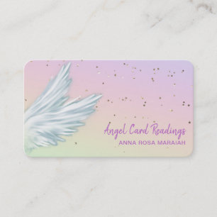 *~* Pastel White Angel Wings Starry Rainbow Business Card