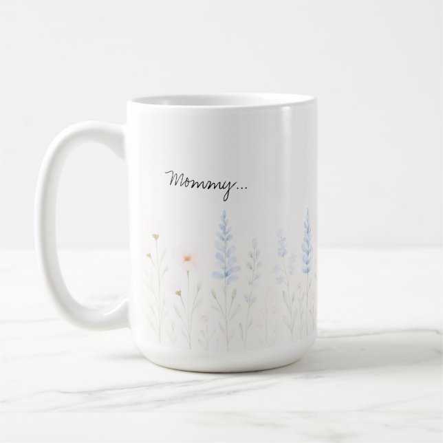 Pastel Wild Flowers Mug with Personalized Message (Left)