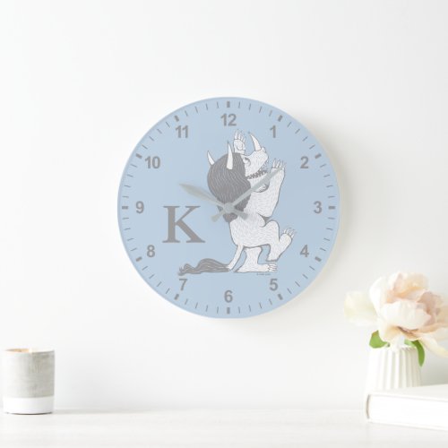 Pastel Wild Thing  Add Your Initial Large Clock