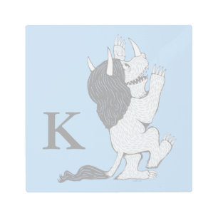 Pastel Wild Thing Add Your Initial Metal Print