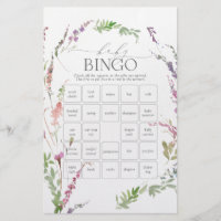 Pastel Wildflower Baby Shower Bingo Game Flyer