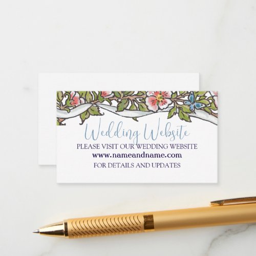 Pastel Wildflower Bird Rose Border Wedding Website Enclosure Card
