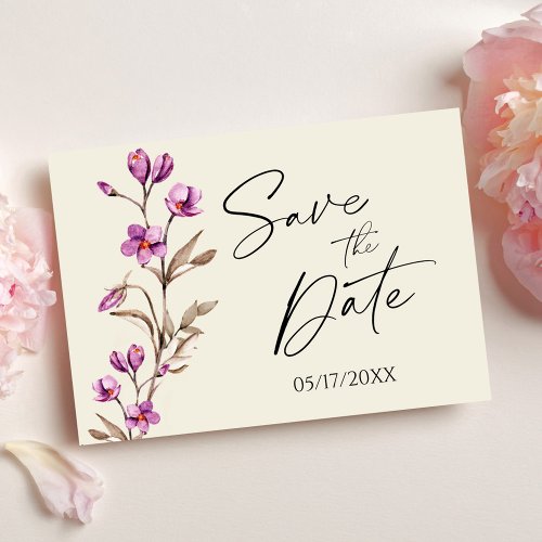 Pastel Wildflower Boho Wedding Save The Date Postcard