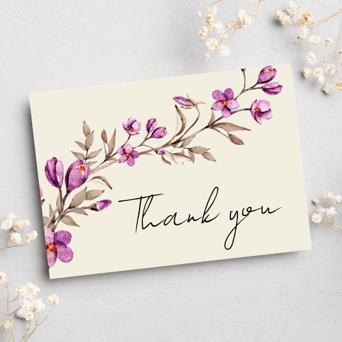 Pastel Wildflower Boho Wedding Thank You Card