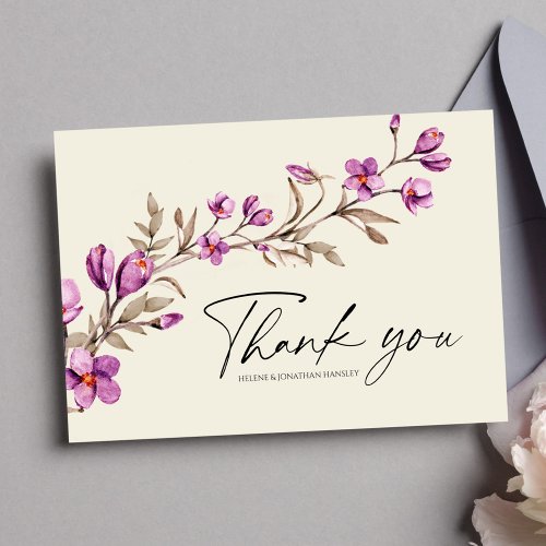 Pastel Wildflower Boho Wedding Thank You Card