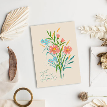 Pastel Wildflower Bouquet Sympathy Card by 2BirdStone at Zazzle