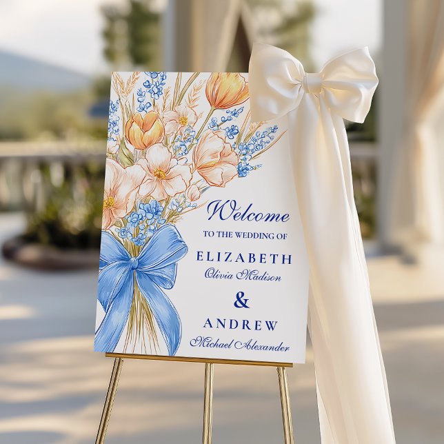 Pastel Wildflower Bow Wedding Foam Board (Creator Uploaded)