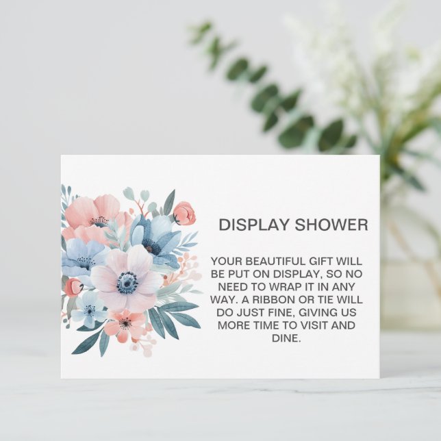 Pastel Wildflower Bridal Shower Display Shower Enclosure Card (Standing Front)
