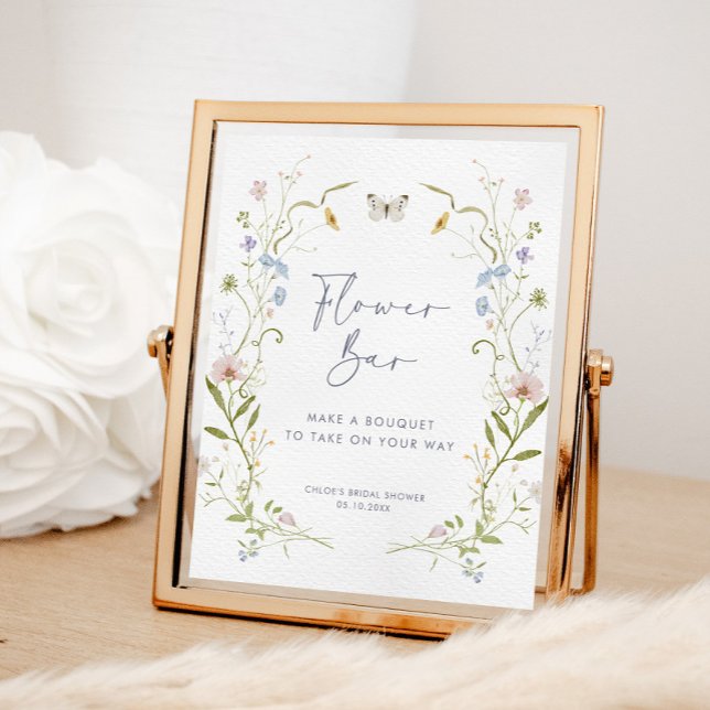 Pastel Wildflower Bridal Shower Flower Bar Poster (Creator Uploaded)