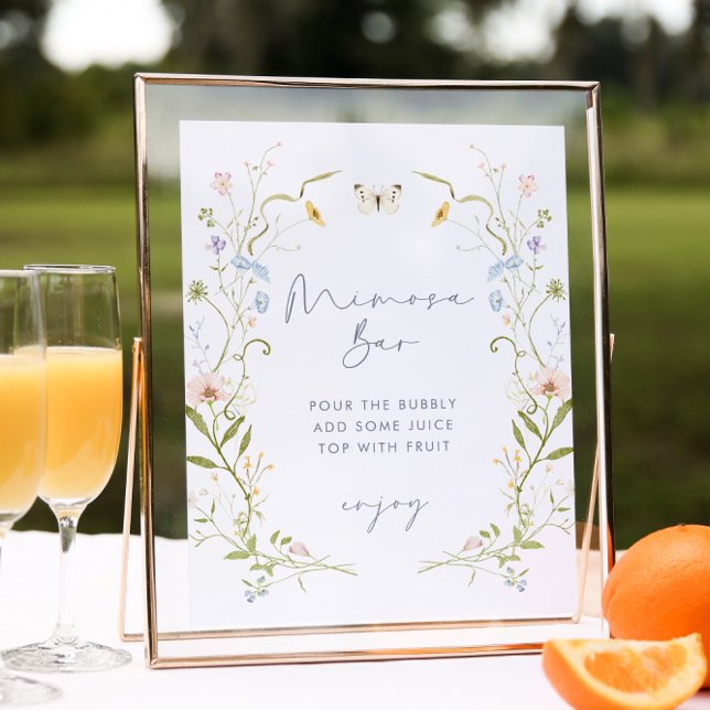 Pastel Wildflower Bridal Shower Mimosa Bar Poster (Creator Uploaded)