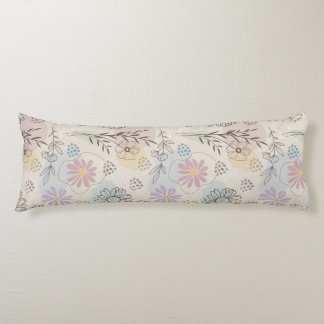 Pastel Wildflower Collage – Chic Floral Geometric Body Pillow