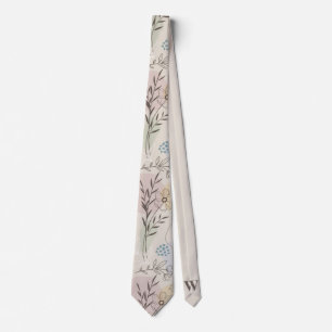 Pastel Wildflower Collage – Chic Floral Geometric Neck Tie