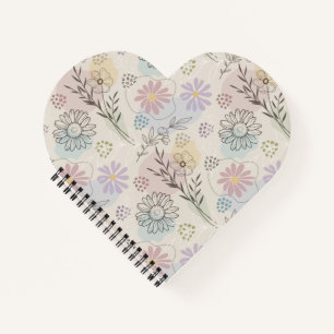 Pastel Wildflower Collage – Chic Floral Geometric  Notebook
