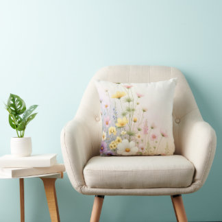 Pastel Wildflower Decorative Throw Pillow