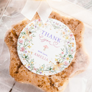 Pastel Wildflower Fairy First 1st Birthday Party Classic Round Sticker