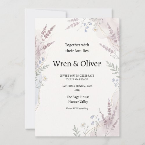 Pastel Wildflower Floral Wedding Invitation