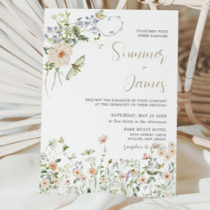 Pastel Wildflower Garden Delicate Floral Wedding  Invitation
