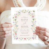 Elegant Spring Wildflower Meadow Fairytale Wedding Invitation