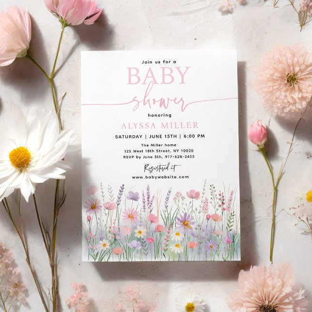Pastel Wildflower Meadow Baby Shower Invitation (Creator Uploaded)