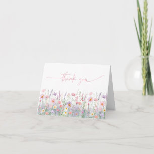 Pastel Wildflower Meadow Baby Shower Letterpress Thank You Card