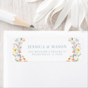 Pastel wildflower meadow flower Return Address Label
