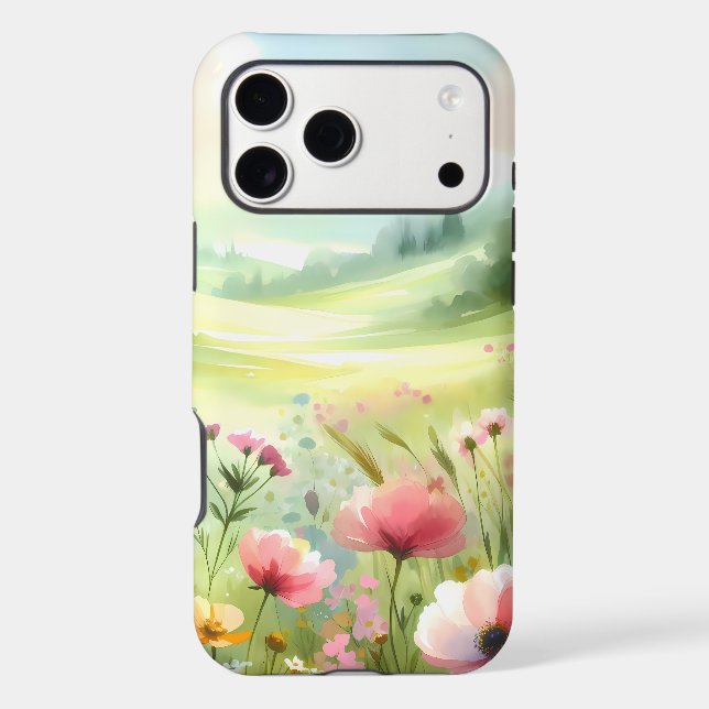Pastel Wildflower Meadow Landscape Case-Mate iPhone Case (Back)