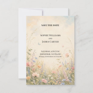 Pastel Wildflower Meadow Wedding Save The Date
