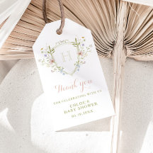 Pastel Wildflower Monogram Crest Thank You