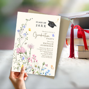 Pastel Wildflower Outdoor Garden Graduation Party Invitation
