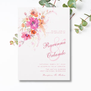 Pastel Wildflower Peony Peonies Anemones Wedding Invitation
