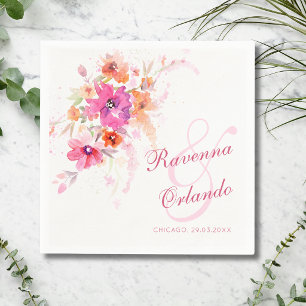 Pastel Wildflower Peony Peonies Anemones Wedding Napkins