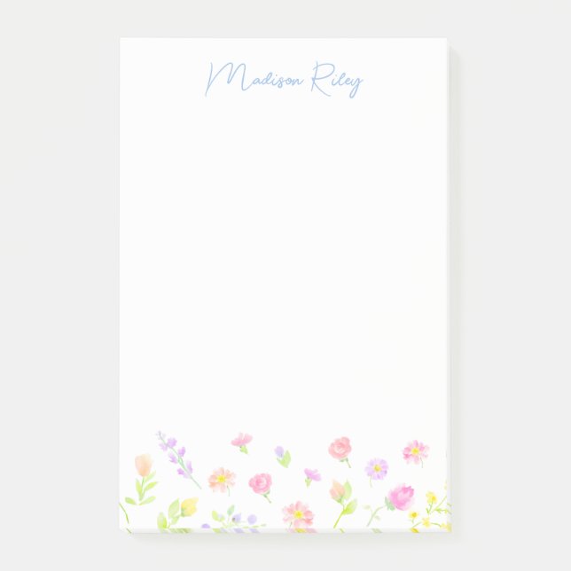 Pastel Wildflower Personalized Blue Notes (Front)