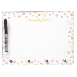 Pastel Wildflower Personalized Dry Erase Board