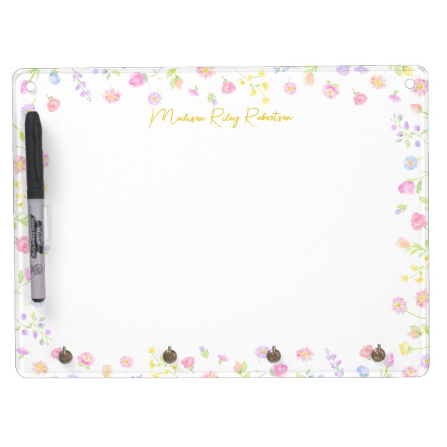 Pastel Wildflower Personalized Dry Erase Board (Front)