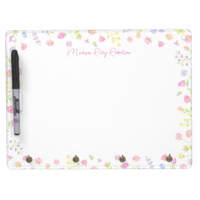 Pastel Wildflower Personalized Dry Erase Board (Front)