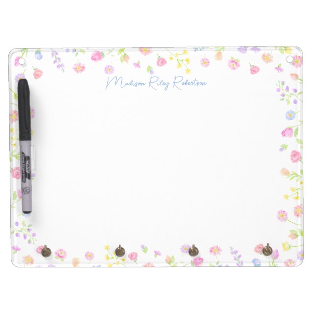 Pastel Wildflower Personalized Dry Erase Board (Front)