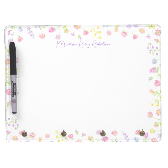 Pastel Wildflower Personalized Dry Erase Board (Front)